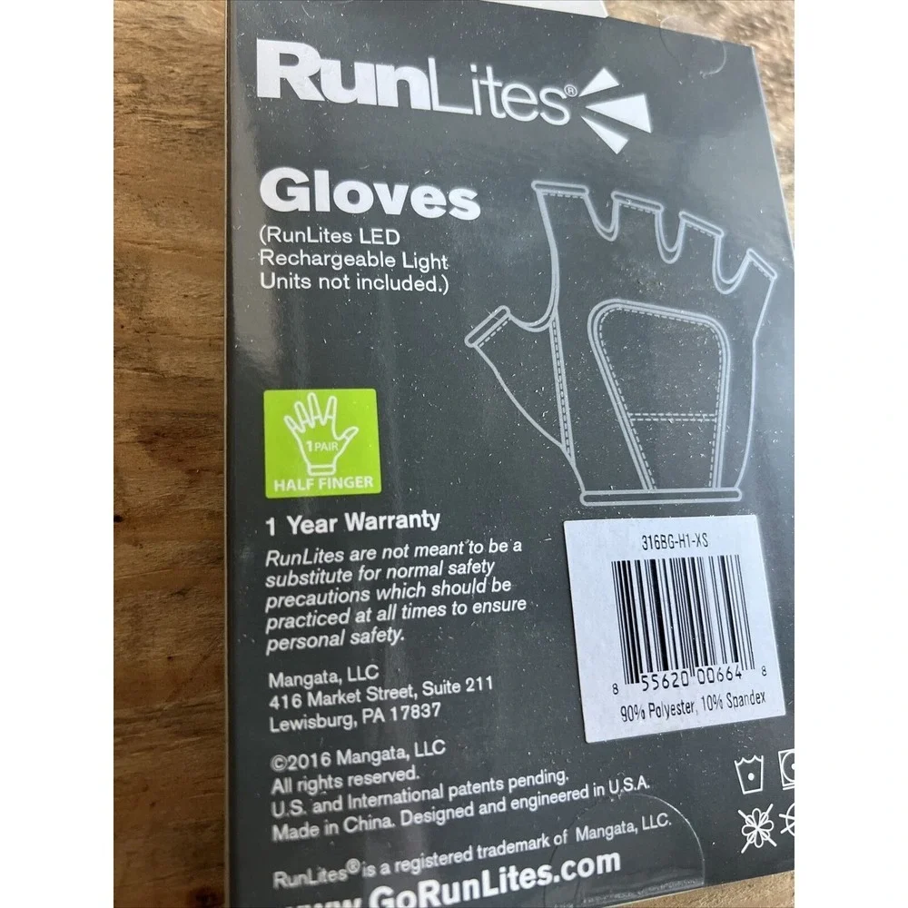 RunLites Zebra Print Fingerless Light Gloves Size XS With battery